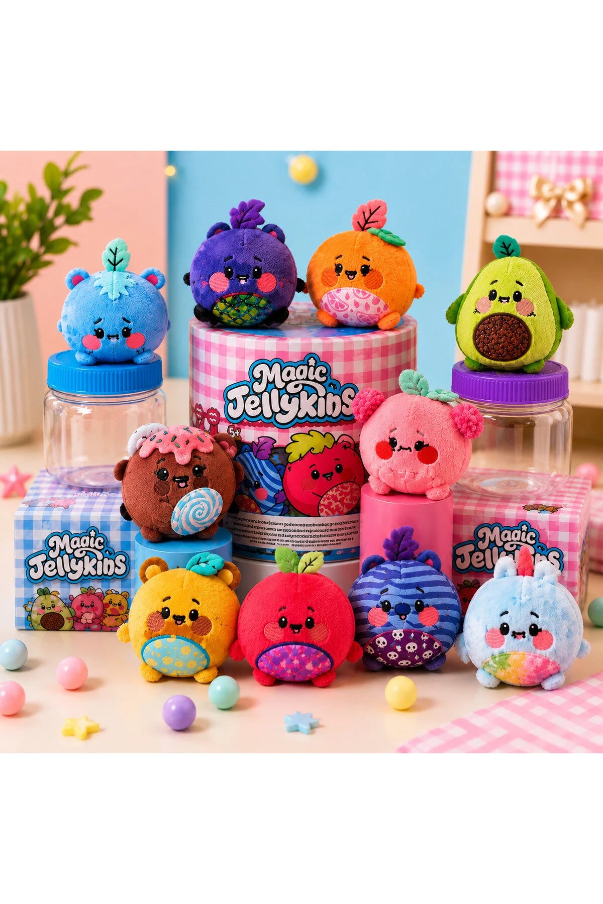Sihirli peluş oyuncağı içinden çıkan peluş figür